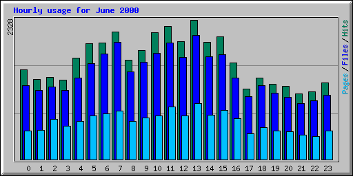 Hourly usage for June 2000